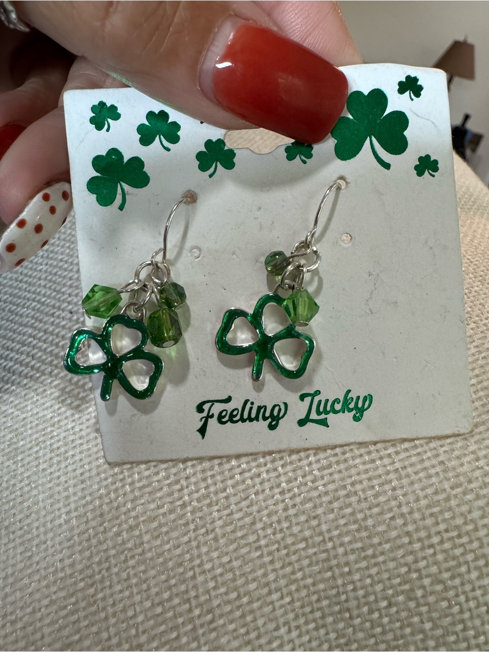 Feeling Lucky Green Shamrock Drop Earrings